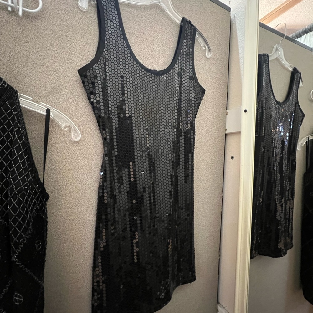 Black Sequin Sleeveless Dress